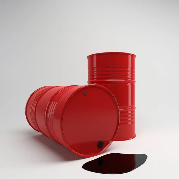 Zwei rote Fässer mit Öl — Stockfoto