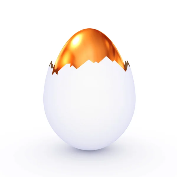 Золоте яйце в розбитій оболонці — стокове фото