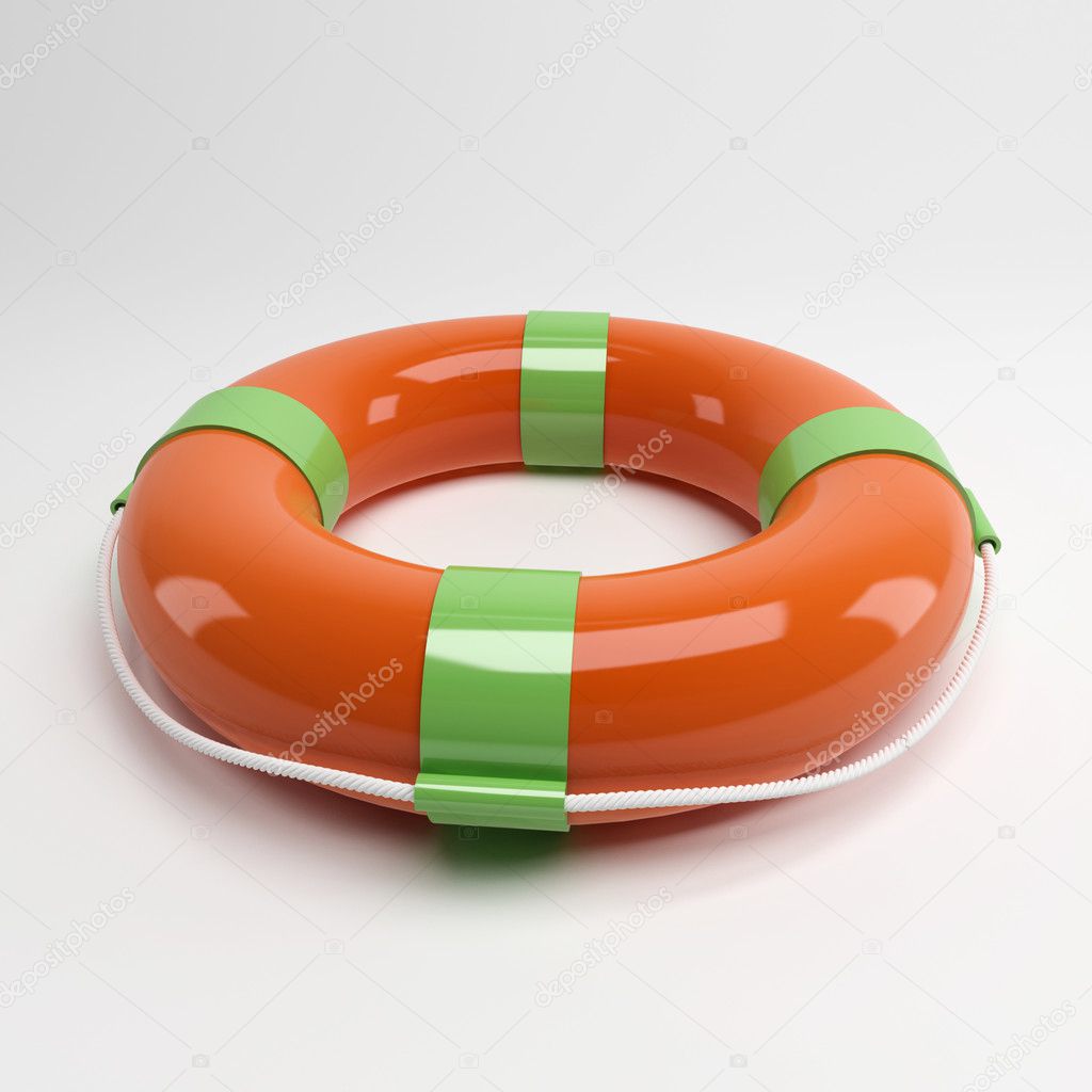 Rescue inflatable rubber circle on a white background
