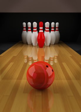 Bowling with a red skittle clipart