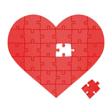 Heart made of puzzles clipart