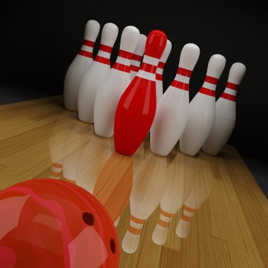 Bowling with a red skittle clipart