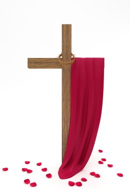 Cross, crown of thorns, the cloth on a white background clipart