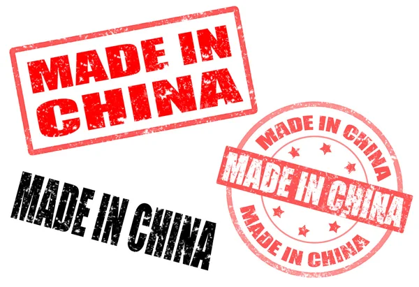 Fatto in francobollo Cina — Vettoriale Stock