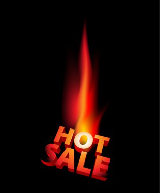Hot sale anouncement with big flame clipart