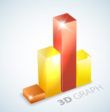 3D bar graph with visual effects clipart