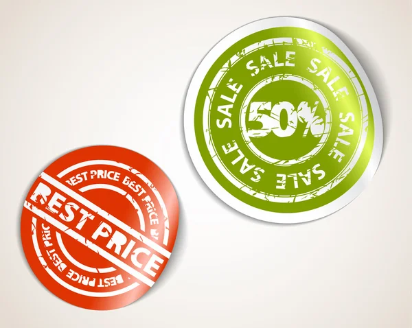 Set de etiquetas insignias y pegatinas para la venta y el mejor precio — Vector de stock