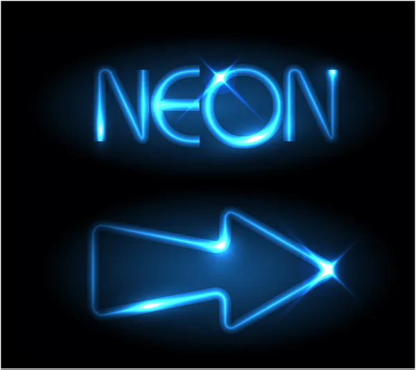 Blå neon pilen — Stock vektor
