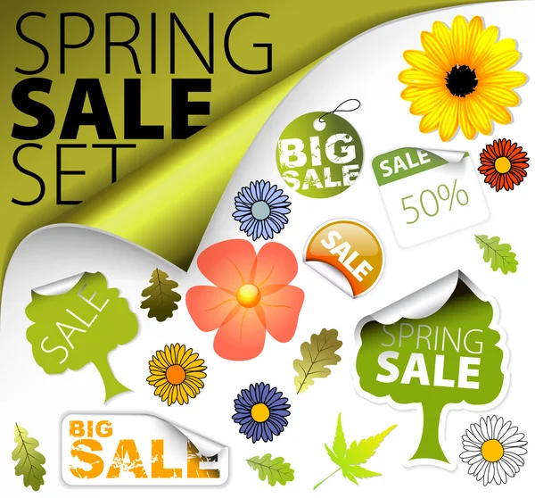 Zestaw elementów sprzedaż wiosna świeży — Wektor stockowy