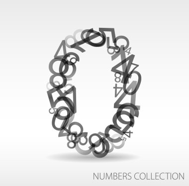 Number zero made from various numbers clipart