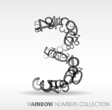 Number three made from various numbers clipart