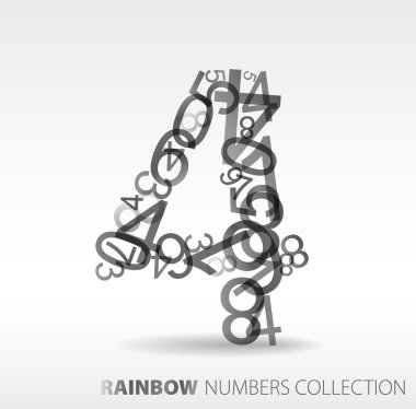 Number four made from various numbers clipart