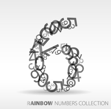 Number six made from various numbers clipart