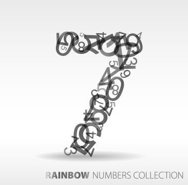 Number seven made from various numbers clipart