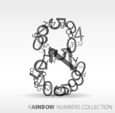 Number eight made from various numbers clipart