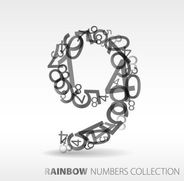 Number nine made from various numbers clipart