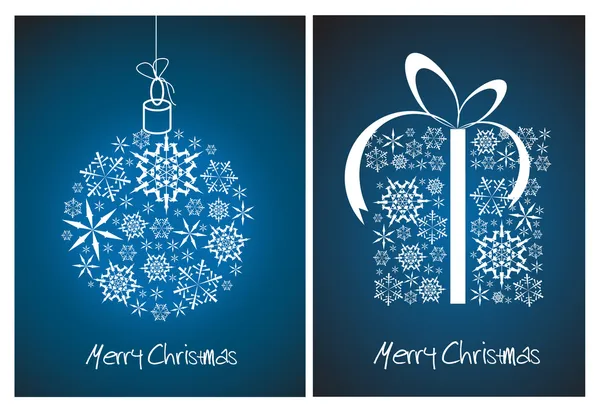 圣诞球和礼品盒子做从白色的雪花 — 图库矢量图片