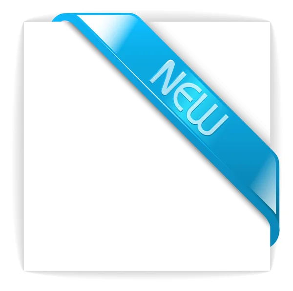 New glassy blue corner ribbon — Stock Vector