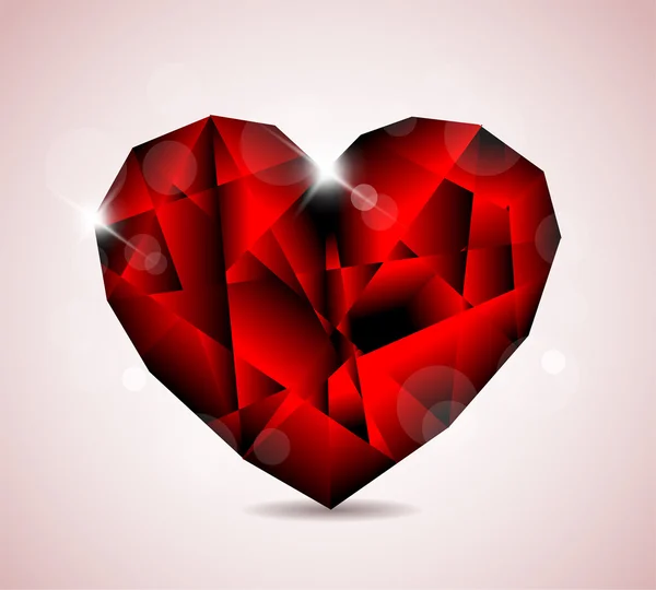 Red Diamond jewel heart — Stock Vector