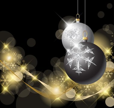 Black and Silver Christmas bulbs clipart