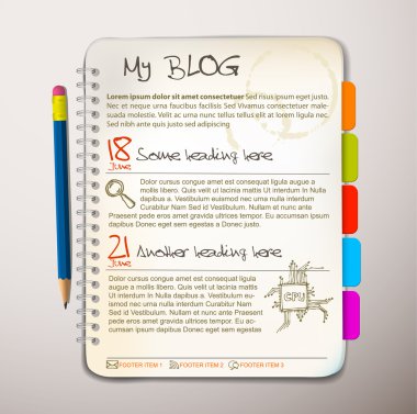 Blog web site template clipart