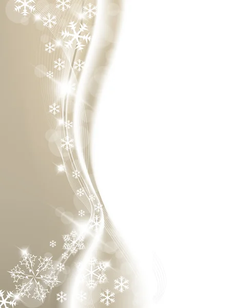 Gouden Kerstmis achtergrond met witte sneeuwvlokken — Stockvector