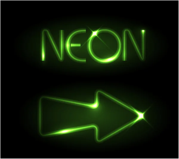 Freccia verde al neon — Vettoriale Stock