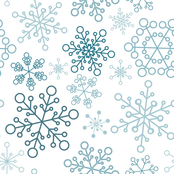 Modello senza cuciture di Natale con semplici fiocchi di neve — Vettoriale Stock