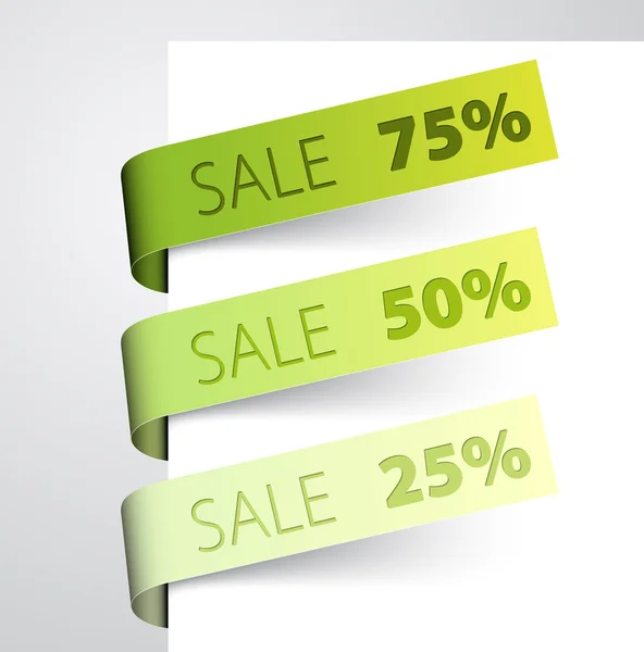 Set de etiquetas de papel verde de venta — Vector de stock