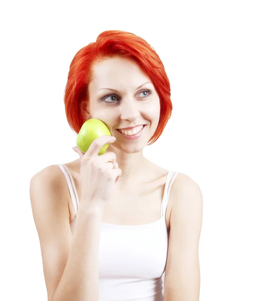 The girl with an apple in a hand Stock Photo
