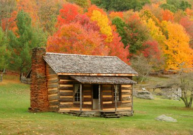 Cabin in Autumn clipart