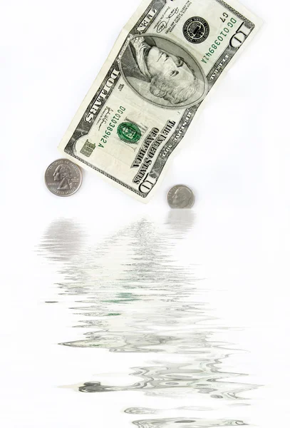 Money Sinking in Water — Stock Photo, Image