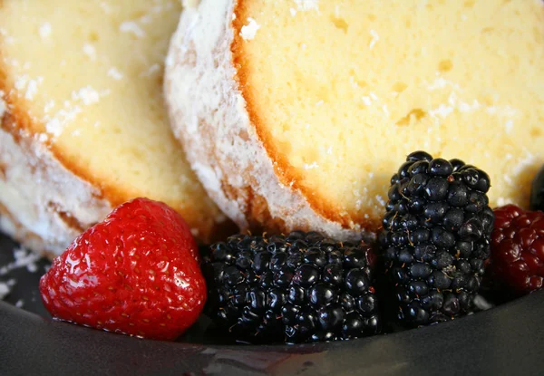 Sade kek ve meyve — Stok fotoğraf