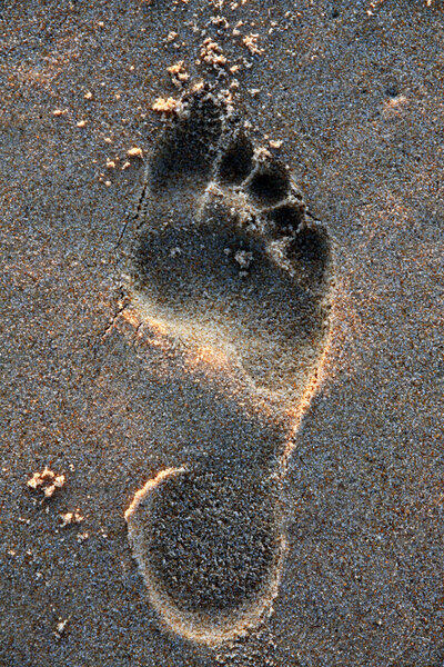 Barefoot mark on sand