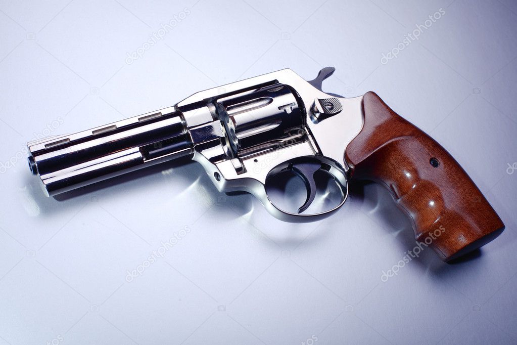 Silver police revolver