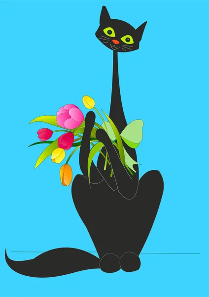 Шляпка с букетом цветов к 8 марта — стоковый вектор