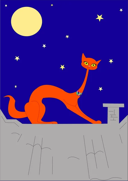 猫坐在屋顶上 — 图库矢量图片#