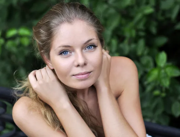 stock image Pure, Natural, Beautiful Woman In the green garden