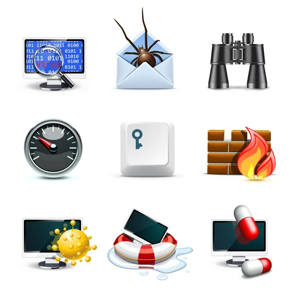 Иконки компьютерной безопасности, включая серии Bella — стоковый вектор