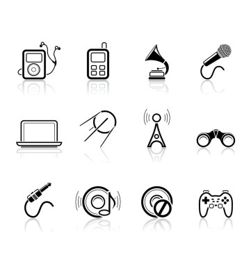 Media and music icons clipart