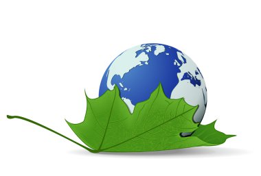 Globe on a leafe clipart