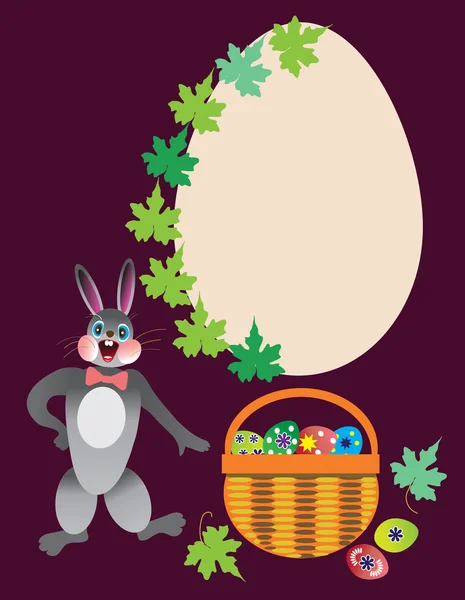 Easter,bunny and basket with eggs. — Stock Photo, Image
