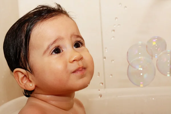 Baby bath - bubbles — Stock Photo, Image