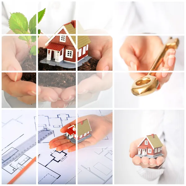 Invest in real estate. Business collage. — Stock Photo, Image