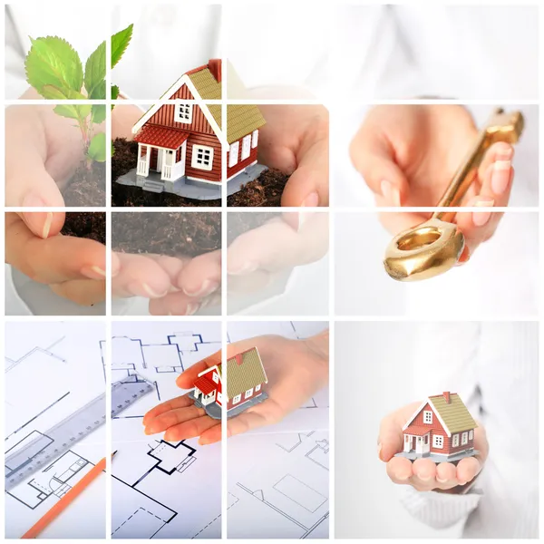 Investera i fastigheter. Business collage. — Stockfoto