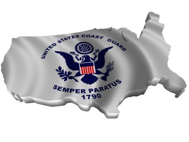 Flag and map of United States Coast Guard clipart