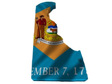 Flag and map of Delaware clipart