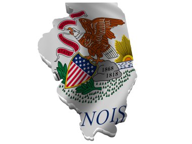 Flag and map of Illinois clipart