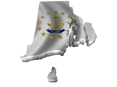 Flag and map of Rhode Island clipart