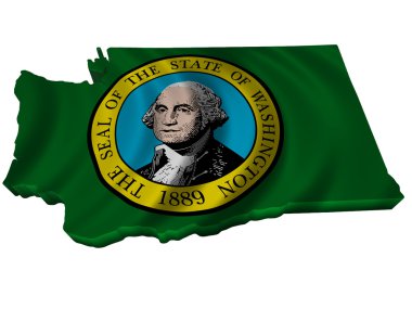 Flag and map of Washington clipart